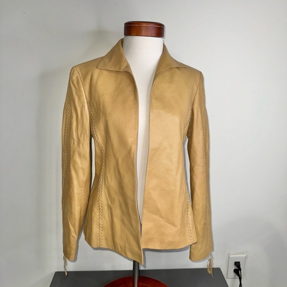 Lafayette 148 NY Women's Tan Leather Southwestern Jacket - Picture 1 of 12